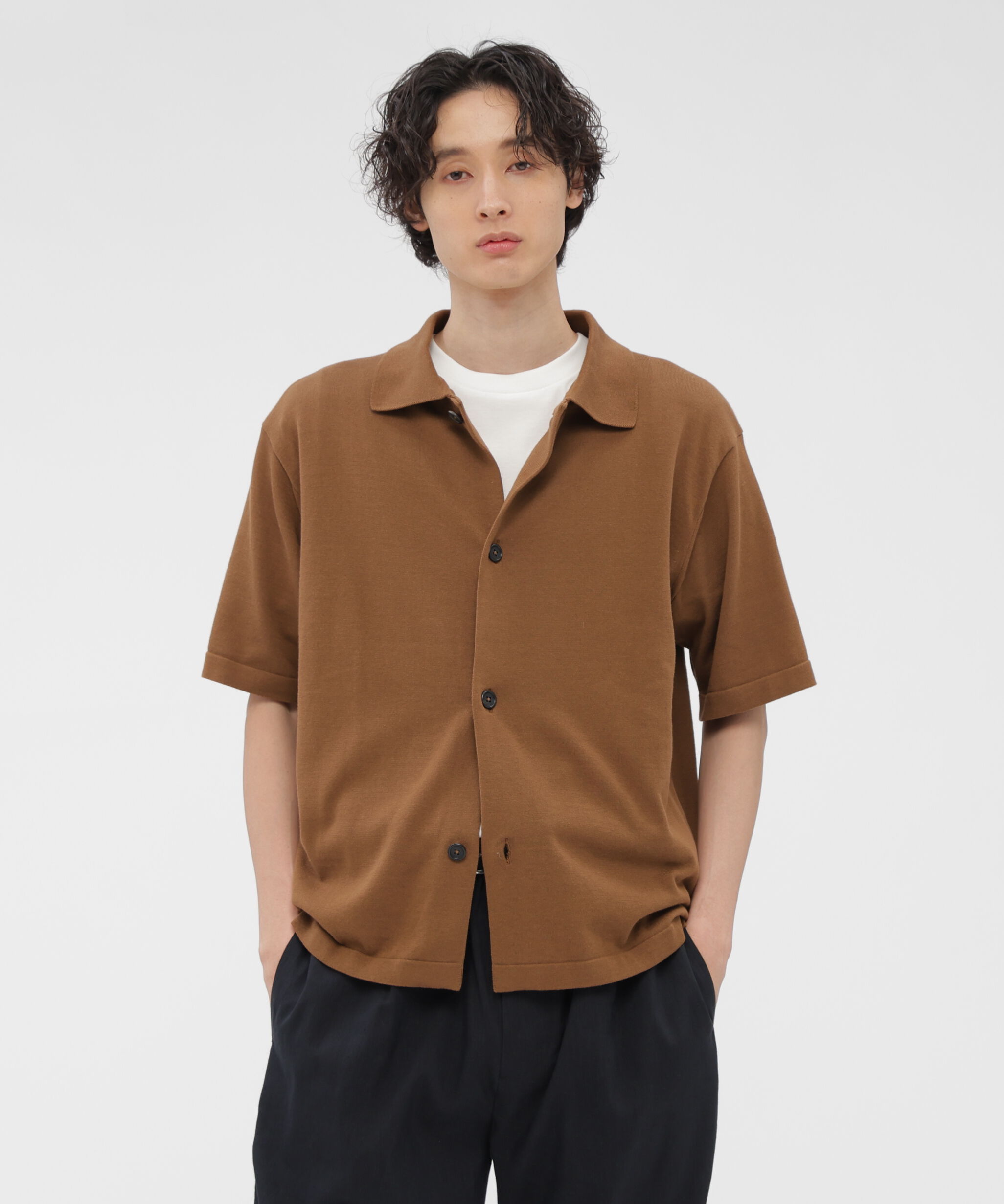 MARGARET HOWELL「COTTON SILK KNITWEAR」|ニット・セーター|BROWN