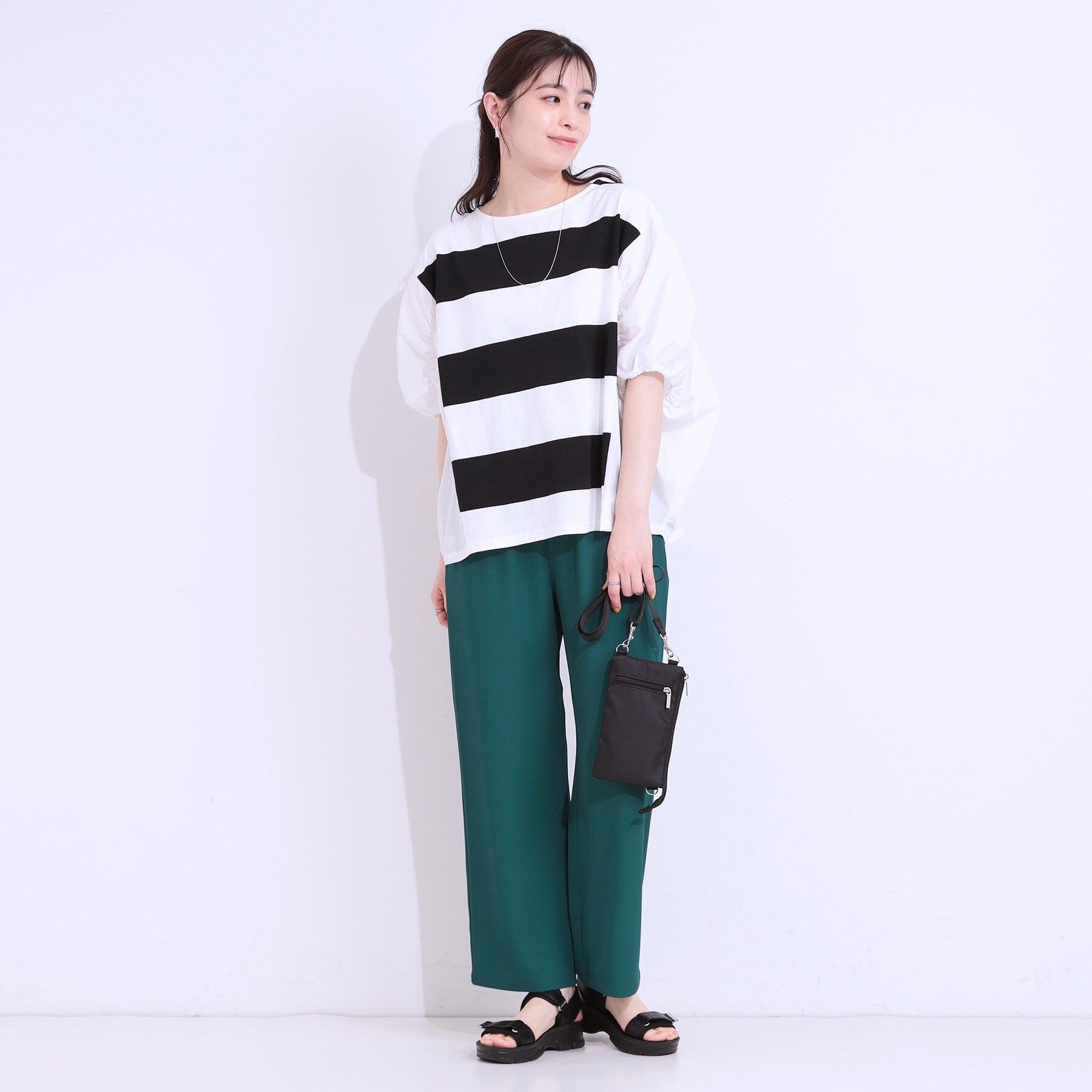 SHOO･LA･RUE「ふわりシルエットが新しい ワイドピッチボーダートップス」|Tシャツ・カットソー|