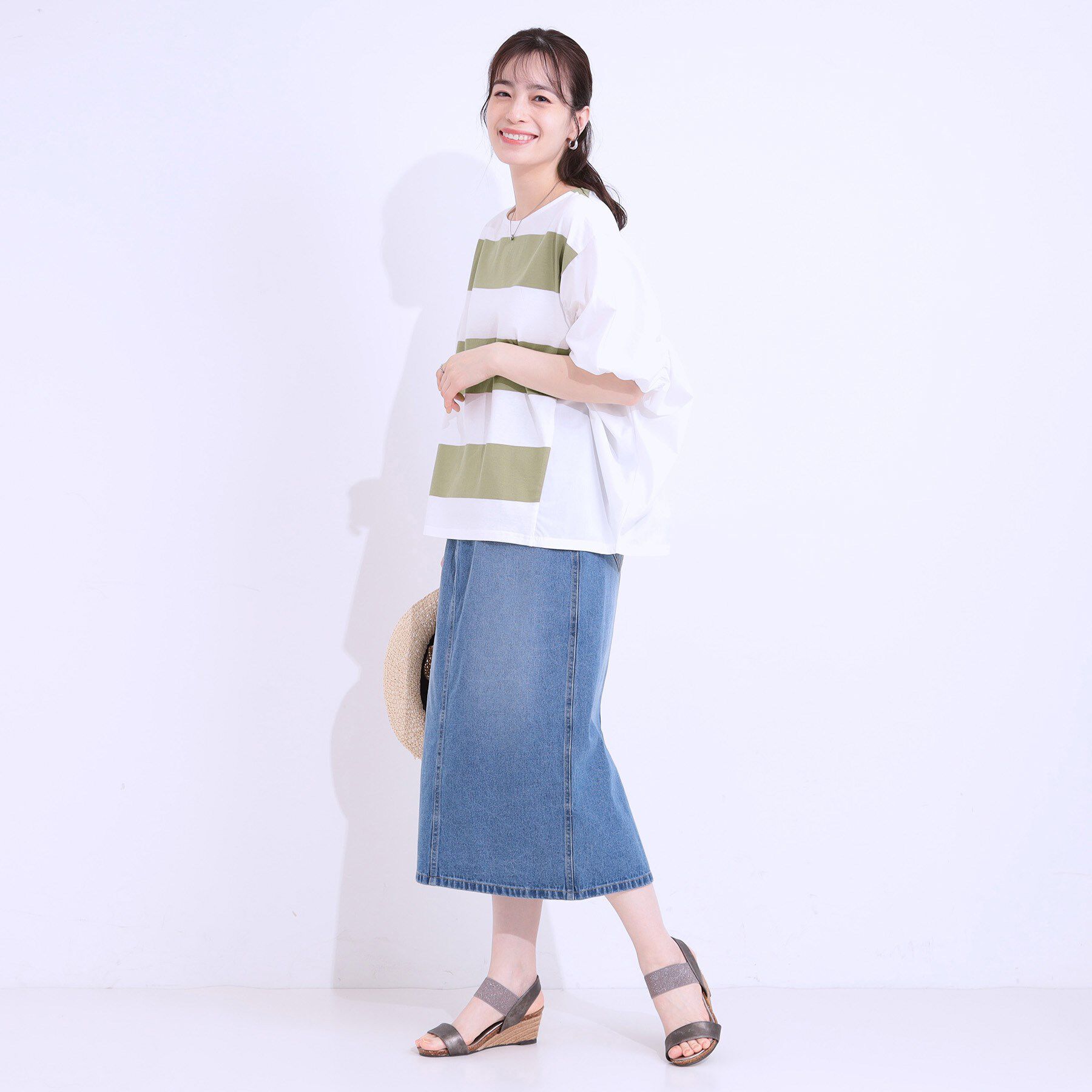 SHOO･LA･RUE「ふわりシルエットが新しい ワイドピッチボーダートップス」|Tシャツ・カットソー|