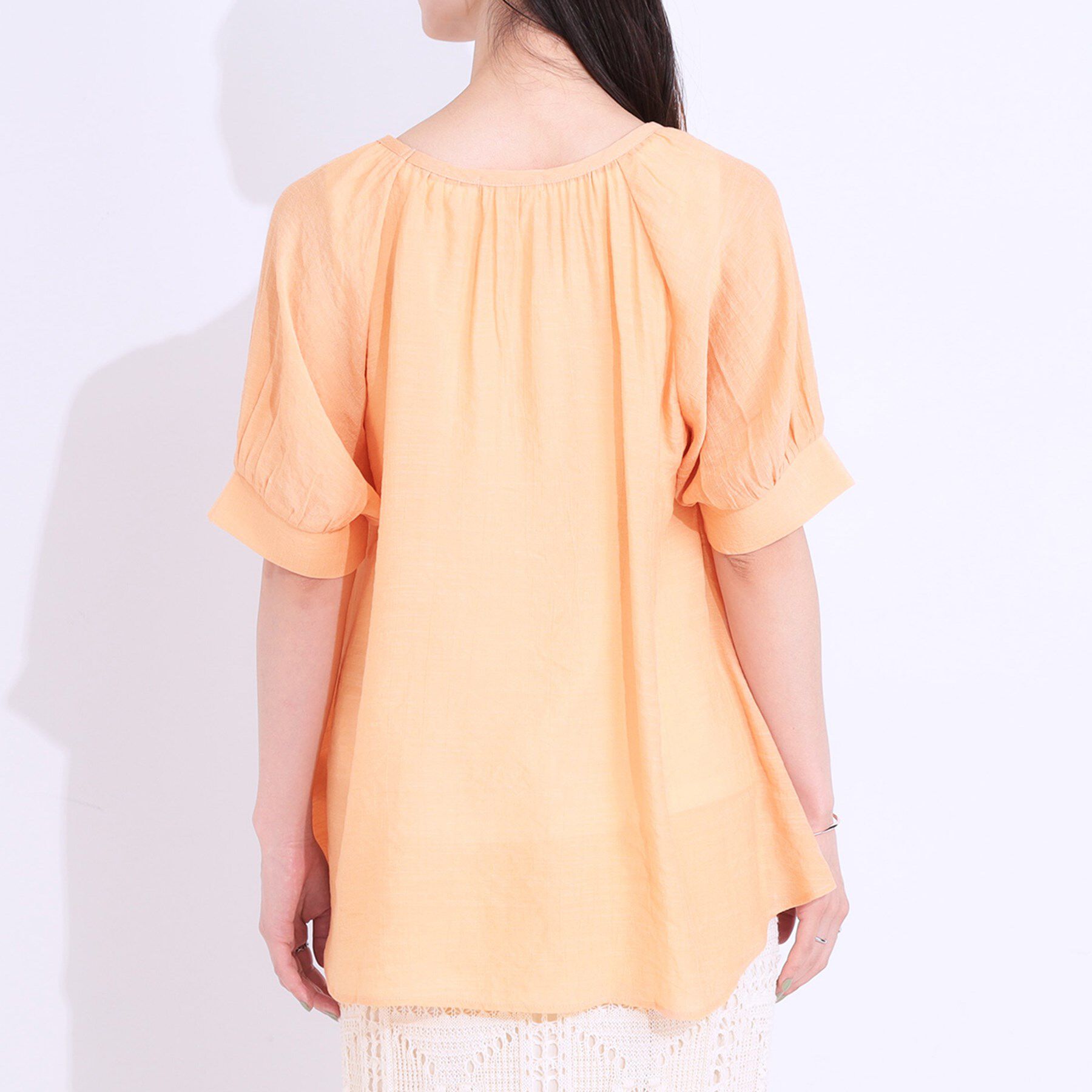 SHOO･LA･RUE「【S-LL/2点セット】インせず着られる はしごレース5分袖ブラウス」|シャツ・ブラウス|