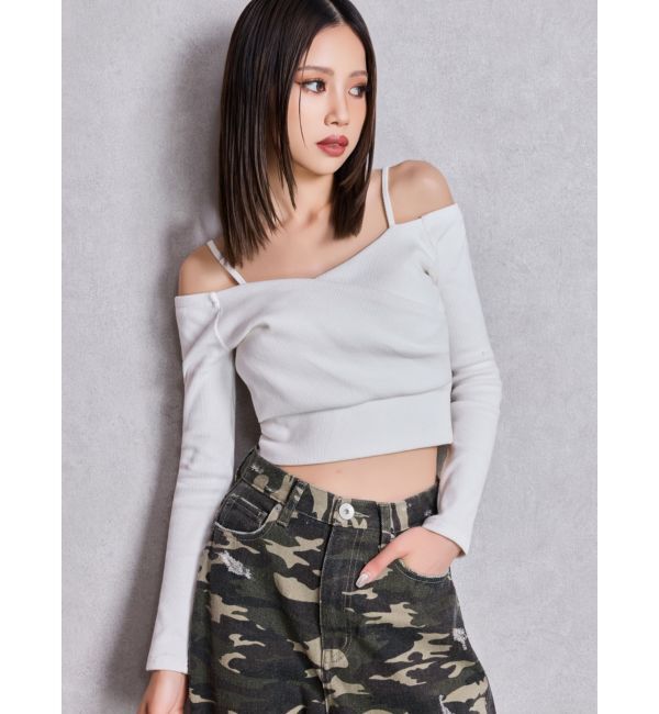 GYDA「カシュクールデザインオフショルトップス」|Tシャツ・カットソー|