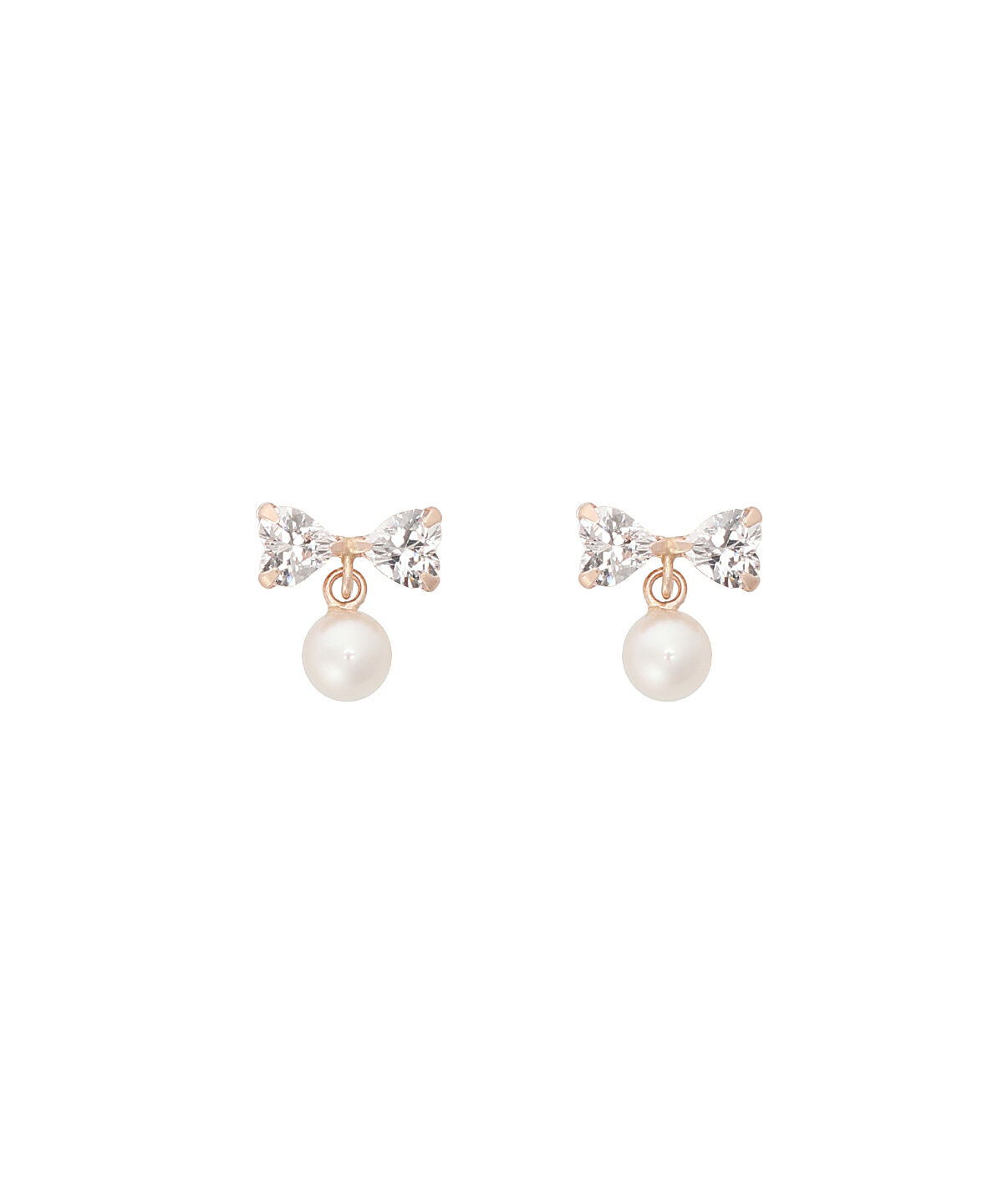 Samantha Tiara「K10 PG リボン&times;パールピアス≪6月 誕生石≫」|ピアス|K10 PG