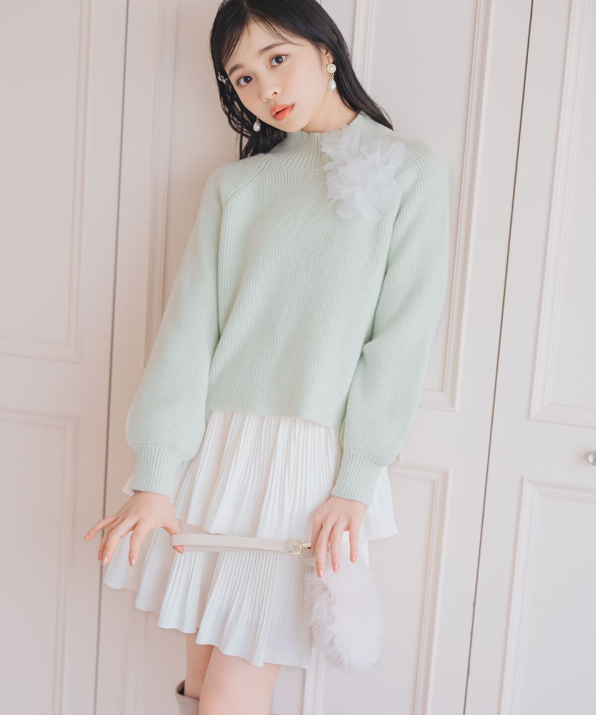 WILLSELECTION「フラワーモチーフボトルネックニット」|ニット・セーター|