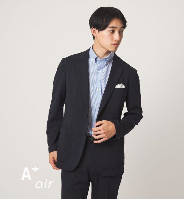 UNITED ARROWS green label relaxing「A+ air オックスジャージ 2B スタンダード セットアップ ジャケット -ウォッシャブル・ストレッチ・通気性-」|テーラードジャケット|NAVY
