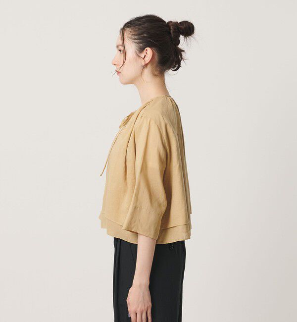 BEAUTY&YOUTH UNITED ARROWS「麻ブレンド フロントリボン ティアード シャツ ウォッシャブル」|シャツ・ブラウス|