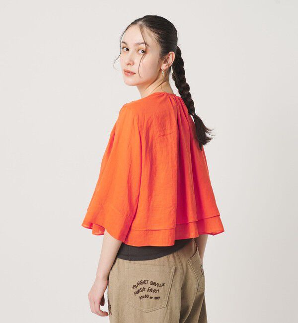 BEAUTY&YOUTH UNITED ARROWS「麻ブレンド フロントリボン ティアード シャツ ウォッシャブル」|シャツ・ブラウス|ORANGE