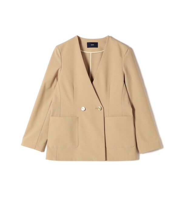 SHIPS for women「〈吸水速乾 / 防シワ加工 / 洗濯機可能〉スーティング ジャージー カラーレス ジャケット」|ノーカラージャケット|
