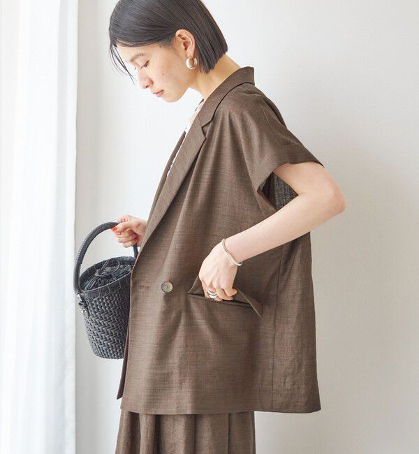 SHIPS for women「〈接触冷感/UVカット/吸水速乾/洗濯機可能〉SUUSUU フレンチ スリーブ  ジャケット」|テーラードジャケット|ブラウン