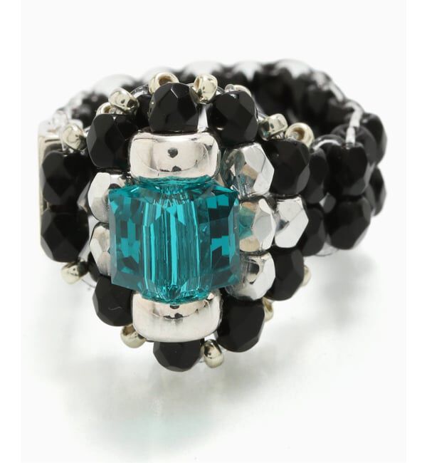 JOURNAL STANDARD「TIE A KNOT / タイ ア ノット EX CRYSTAL BEADS RING with SILVER」|リング|