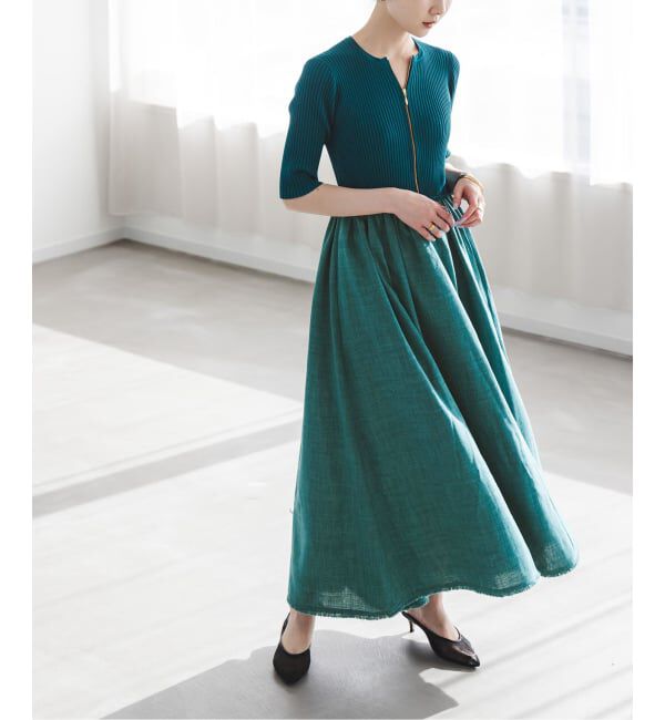 NOBLE「【洗える】フロントジップドッキングワンピース」|ワンピース|