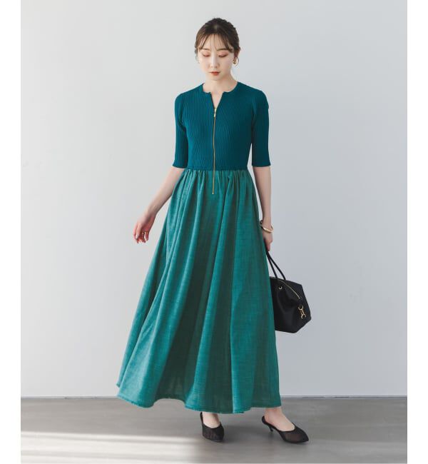 NOBLE「【洗える】フロントジップドッキングワンピース」|ワンピース|