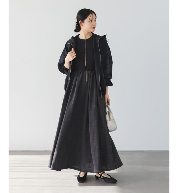 NOBLE「【洗える】フロントジップドッキングワンピース」|ワンピース|