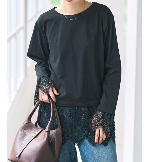 Spick and Span「《予約》レースドッキングプルオーバー」|Tシャツ・カットソー|