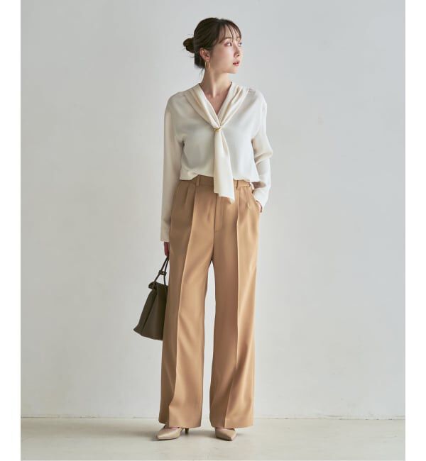 NOBLE「《予約》クリアツイルストレートタックパンツ」|スラックス|