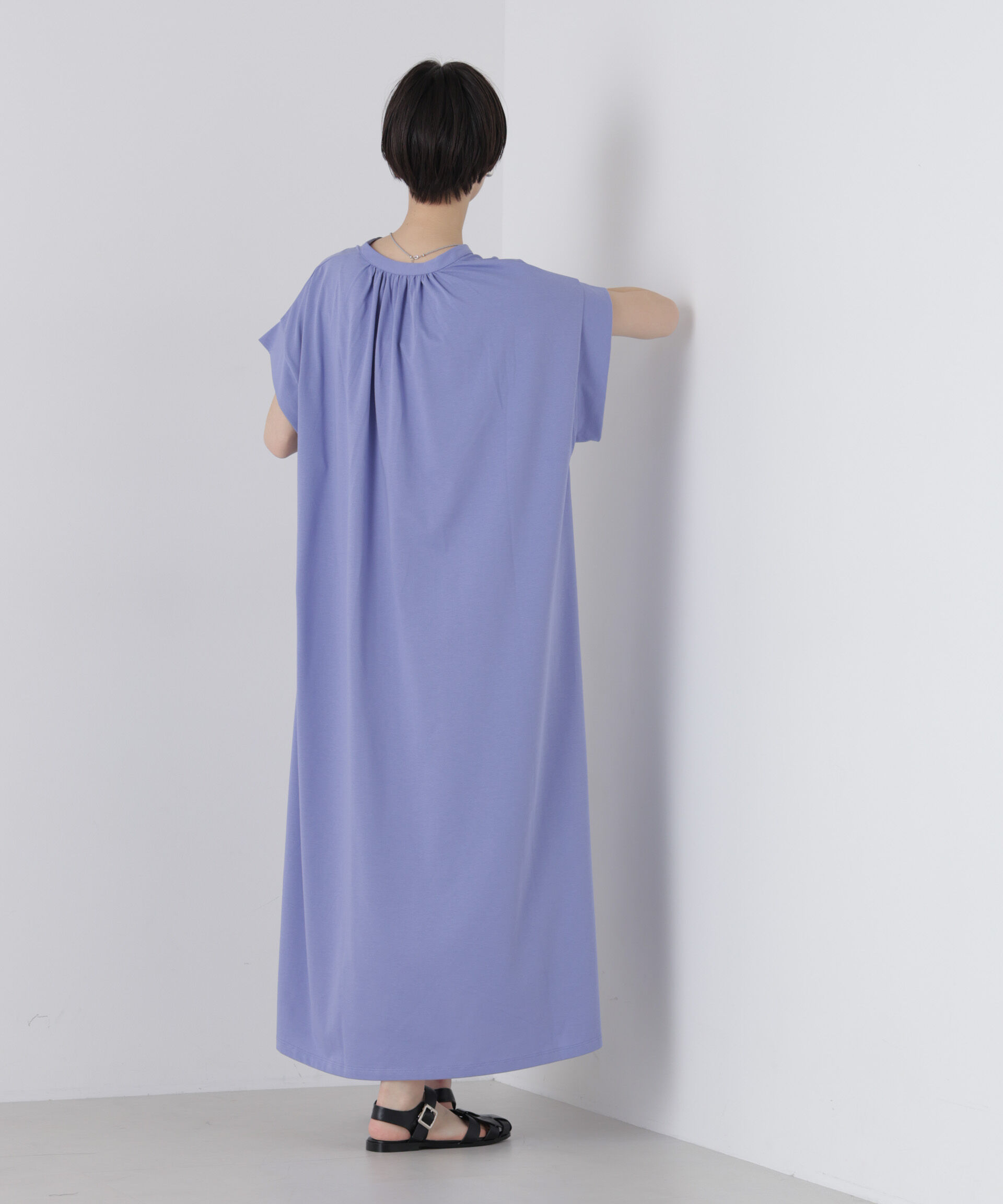 nano･universe「接触冷感コットンプレーティング天竺ギャザースキッパーワンピース」|ワンピース|