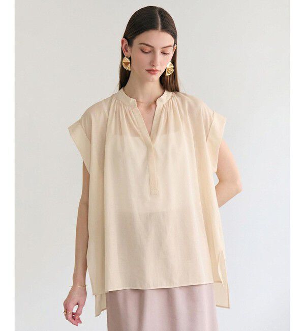 BEIGE,「BAC / コットンシアー ギャザーブラウス」|シャツ・ブラウス|Peach