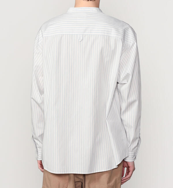 DANTON「DANTON | コットンポプリン 長袖バンドカラーシャツ STRIPE MEN」|シャツ・ブラウス|