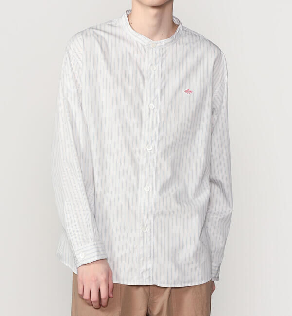 DANTON「DANTON | コットンポプリン 長袖バンドカラーシャツ STRIPE MEN」|シャツ・ブラウス|