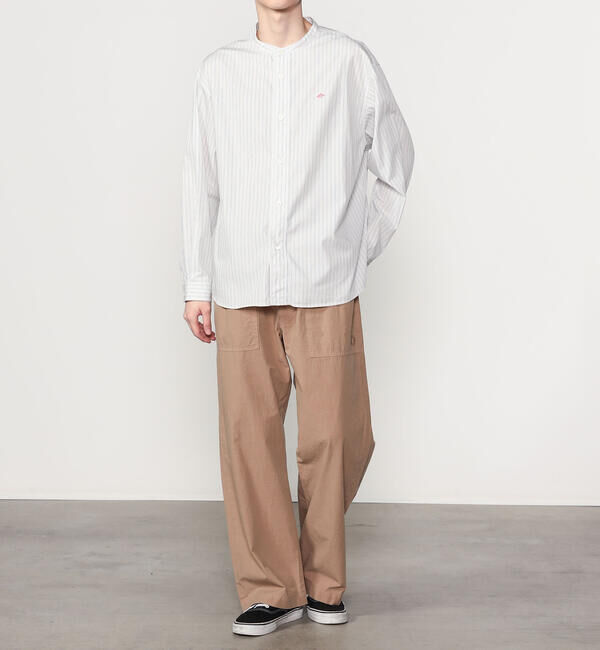 DANTON「DANTON | コットンポプリン 長袖バンドカラーシャツ STRIPE MEN」|シャツ・ブラウス|