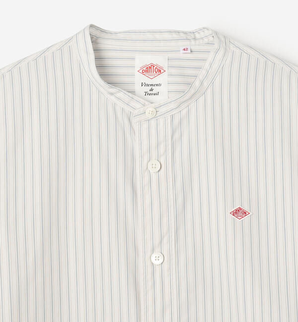 DANTON「DANTON | コットンポプリン 長袖バンドカラーシャツ STRIPE MEN」|シャツ・ブラウス|
