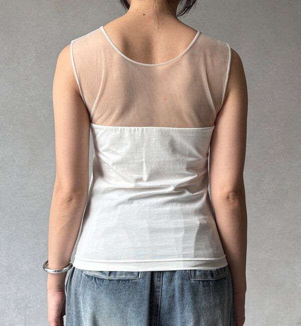  「【WEB限定】カップ付チュール切替タンク」|Tシャツ・カットソー|