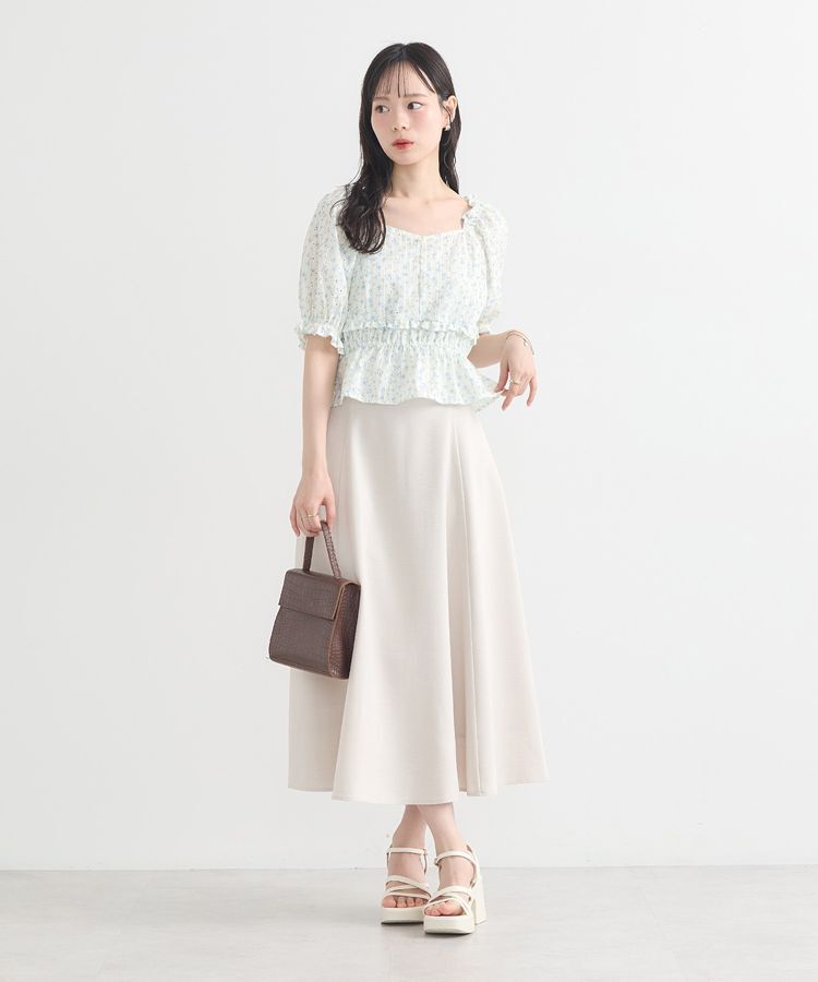 earth music&ecology「フラワー刺繍フリルヘムブラウス」|シャツ・ブラウス|