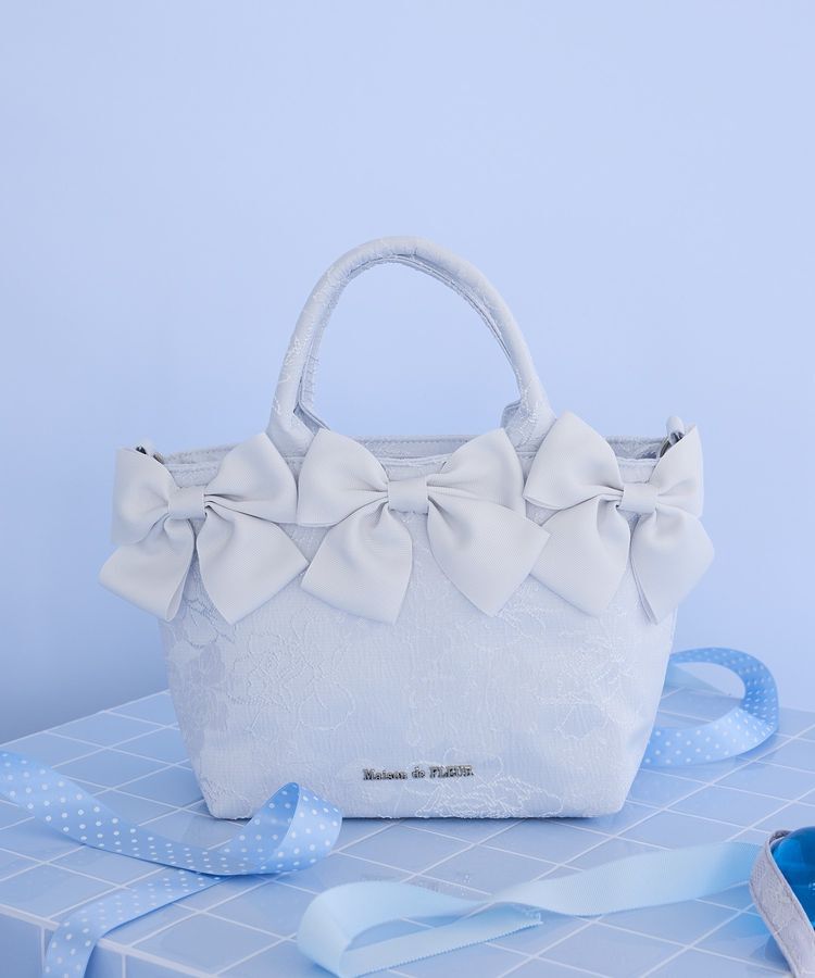 Maison de FLEUR「【Sサイズ/2Way】ブルーマニアボリュームリボン2WayトートSバッグ」|トートバッグ|