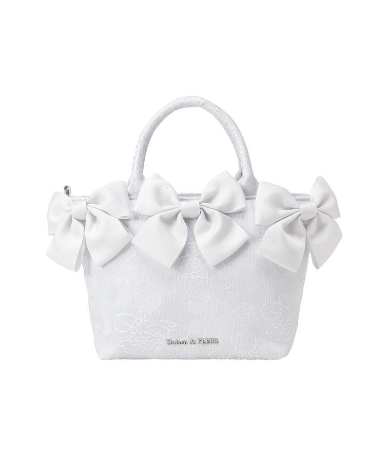 Maison de FLEUR「【Sサイズ/2Way】ブルーマニアボリュームリボン2WayトートSバッグ」|トートバッグ|