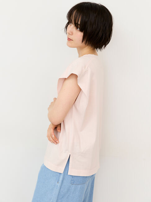 Samansa Mos2「シルケット+ピグメント加工フレンチスリーブTシャツ」|Tシャツ・カットソー|
