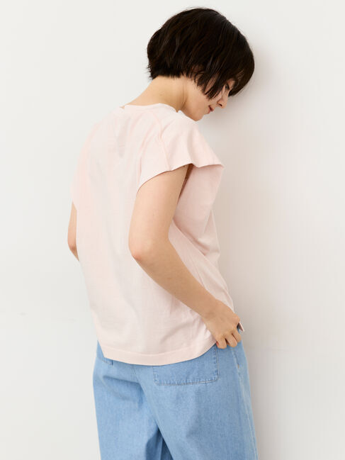 Samansa Mos2「シルケット+ピグメント加工フレンチスリーブTシャツ」|Tシャツ・カットソー|