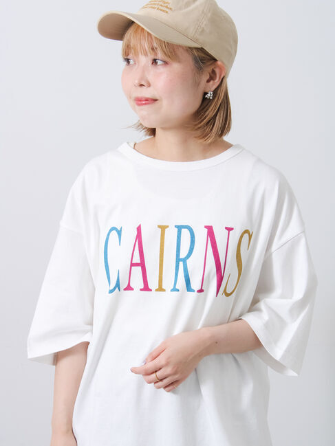 Samansa Mos2「【接触冷感】ロゴプリントビッグTシャツ」|Tシャツ・カットソー|オフホワイト