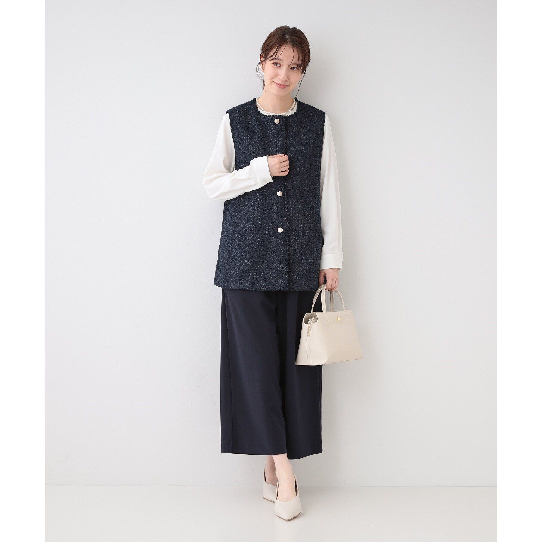 SHOO･LA･RUE「【洗える/S-3L/セットアップ可】セレモニーからデイリーに カットジョーゼット ワイドパンツ」|その他|