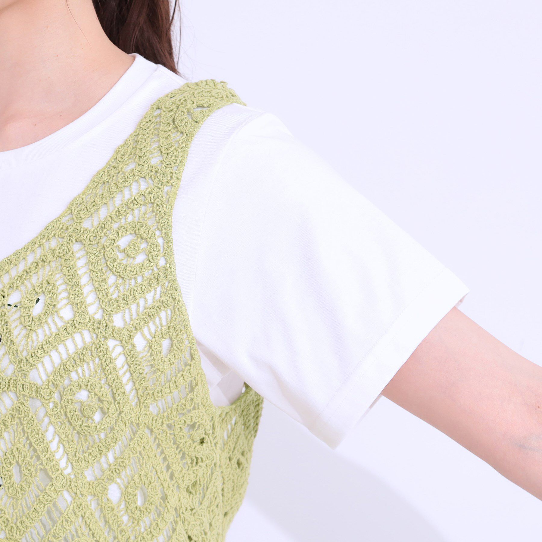 SHOO･LA･RUE「【S-LL/2点セット】大人カジュアルに レースビスチェ+プリントTシャツ」|その他|