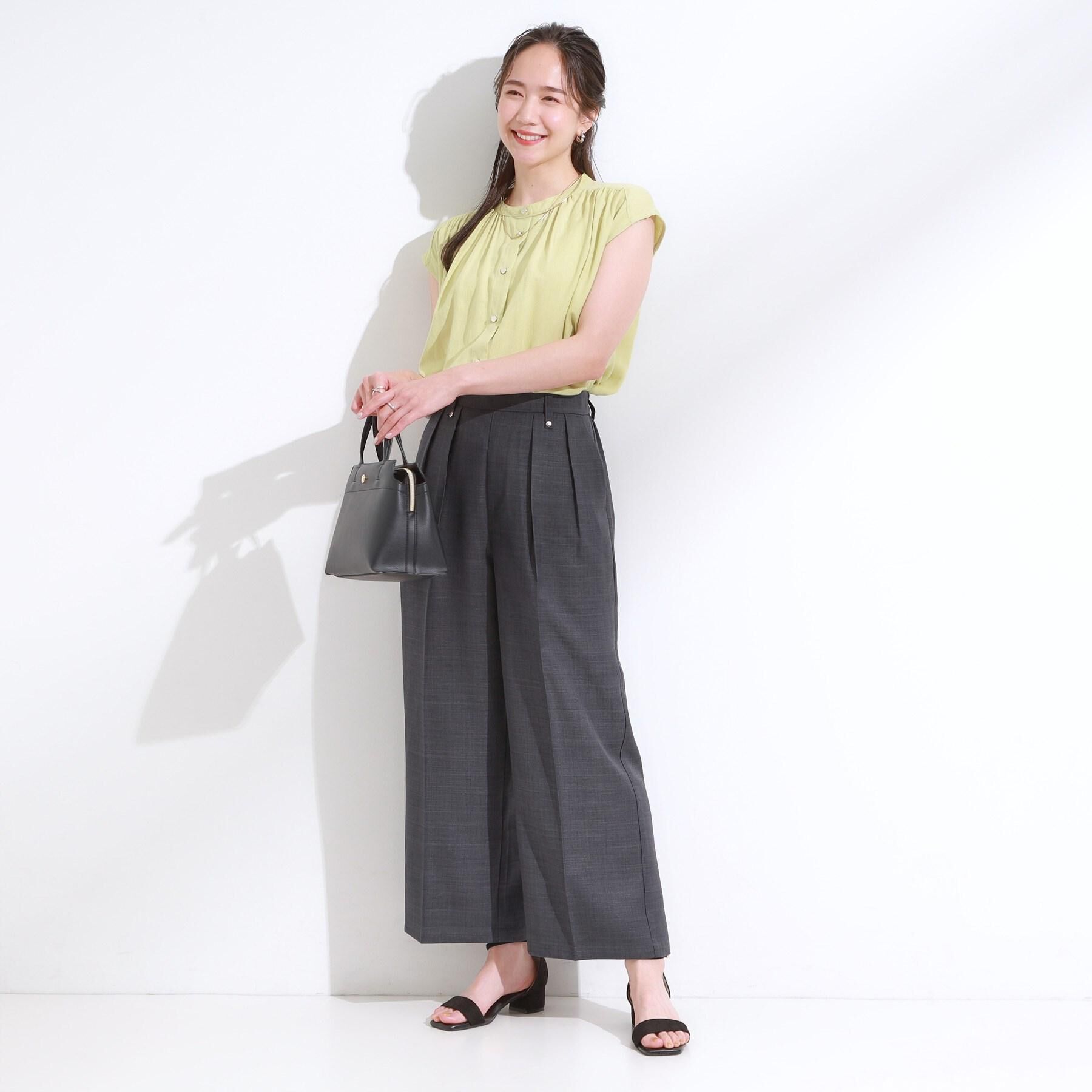 SHOO･LA･RUE「【S-LL/洗濯後しわになりにくい】上品にきれい見え スラブギャザーブラウス」|シャツ・ブラウス|