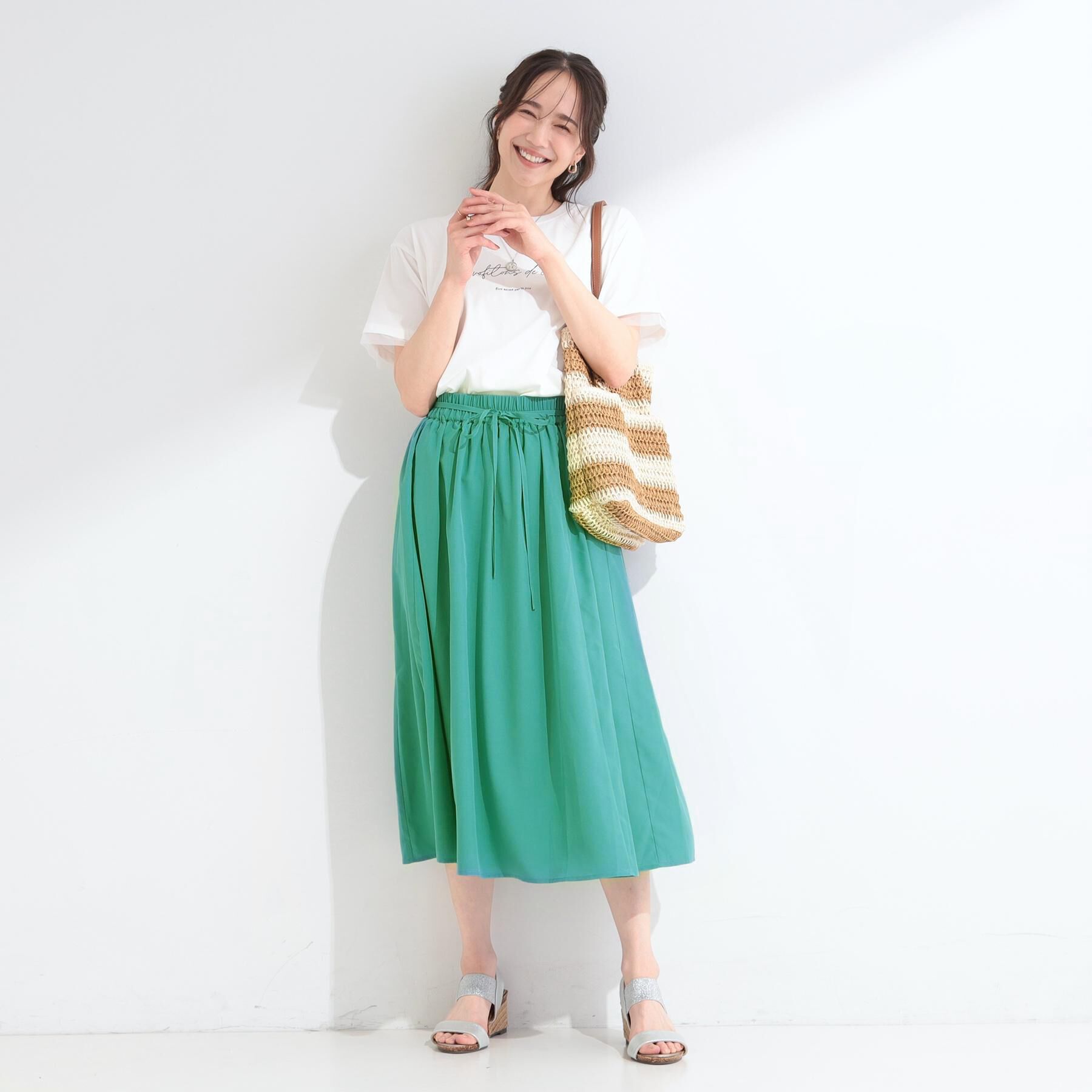 SHOO･LA･RUE「【着丈選べる】外せるウエストリボン付き フレアスカート」|スカート|
