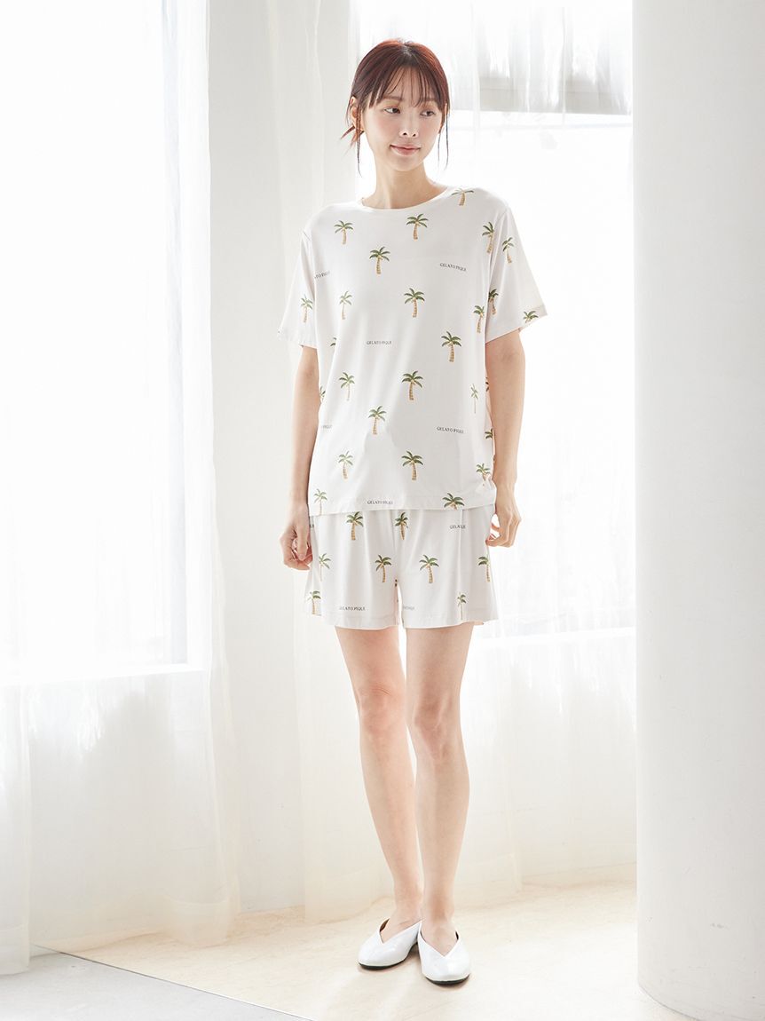 gelato pique「【接触冷感】サマーモチーフ4柄Tシャツ&ショートパンツセット」|ルームウェア|