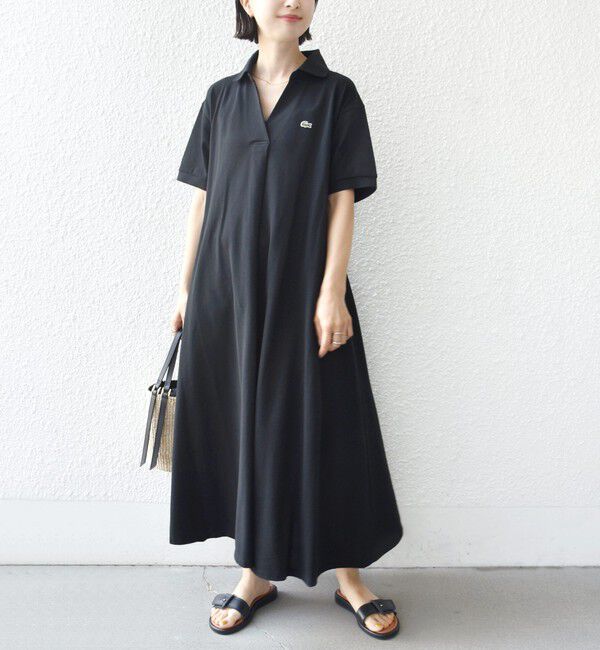 SHIPS for women「LACOSTE:〈洗濯機可能〉スキッパー ポロ マキシ ワンピース」|ワンピース|