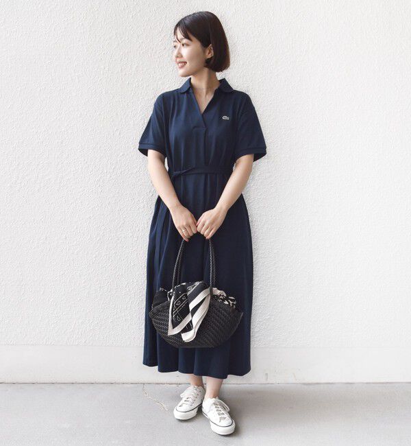 SHIPS for women「LACOSTE:〈洗濯機可能〉スキッパー ポロ マキシ ワンピース」|ワンピース|