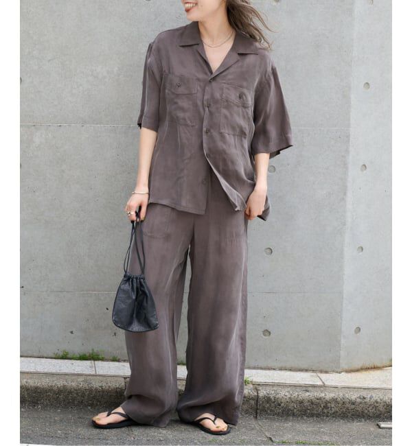 OUTDOOR PRODUCTS Usual Things「≪予約≫追加 キュプラオープンカラーハーフスリーブポケットシャツ セットアップ対応」|シャツ・ブラウス|