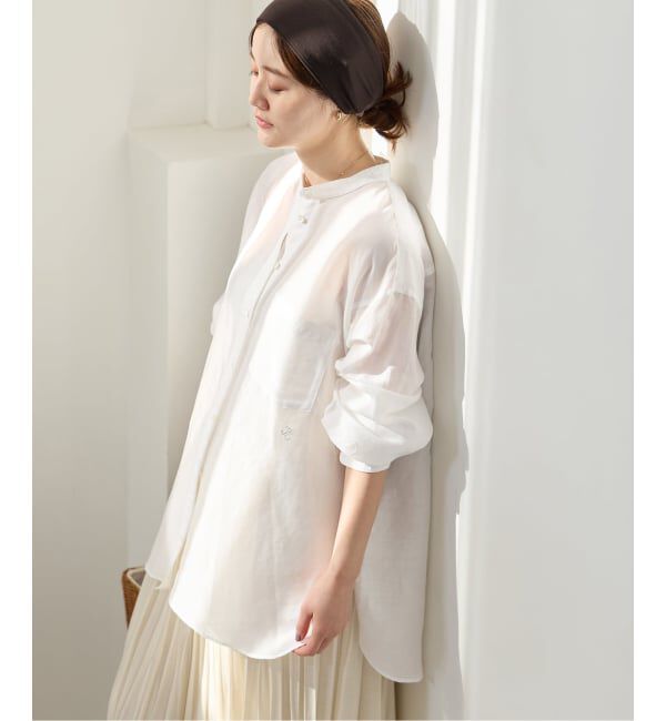 IENA「《一部カラーWEB限定》ラミーリヨセルバンドカラーシャツ」|シャツ・ブラウス|