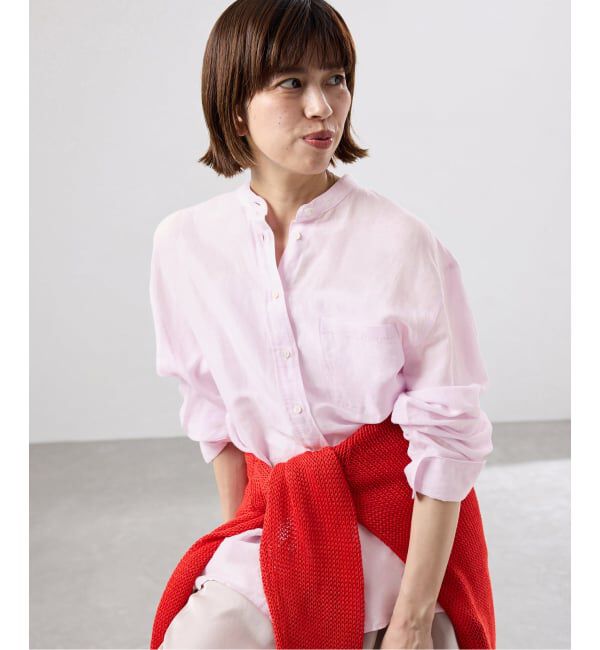 IENA「《一部カラーWEB限定》ラミーリヨセルバンドカラーシャツ」|シャツ・ブラウス|