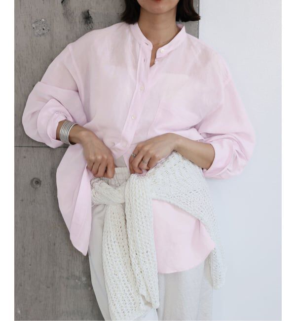 IENA「《一部カラーWEB限定》ラミーリヨセルバンドカラーシャツ」|シャツ・ブラウス|