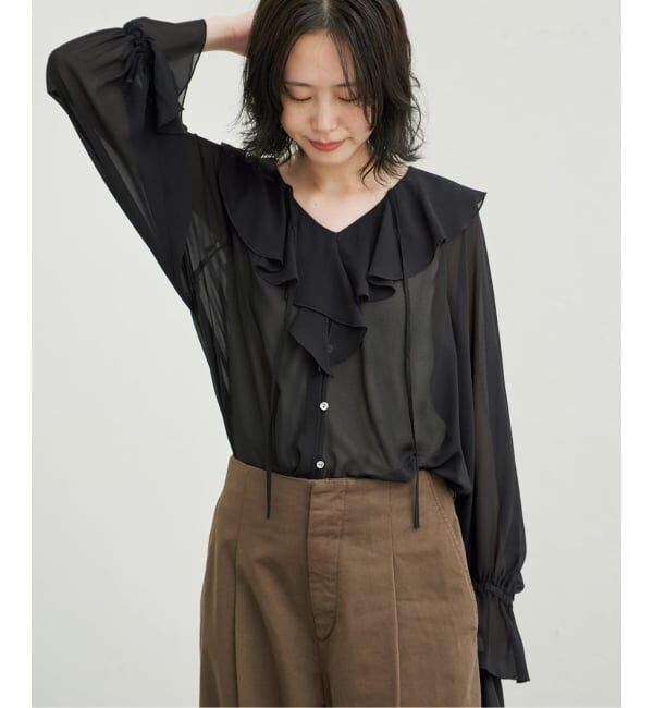 SLOBE IENA「《予約》シアーラッフルブラウス」|シャツ・ブラウス|