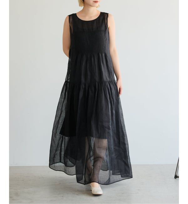 IENA LA BOUCLE「IENA LA BOUCLE チェックコットンオーガンジードレス」|ワンピース|