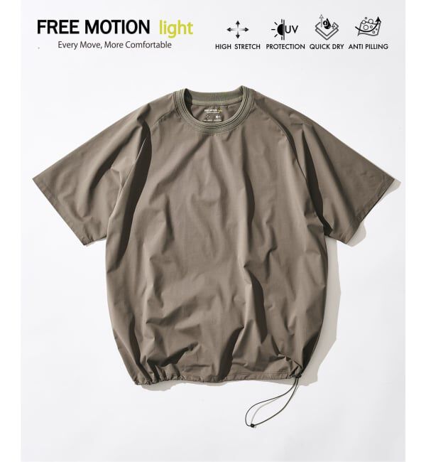 417 EDIFICE「【FREE MOTION LIGHT】ラグランTシャツ」|Tシャツ・カットソー|カーキ