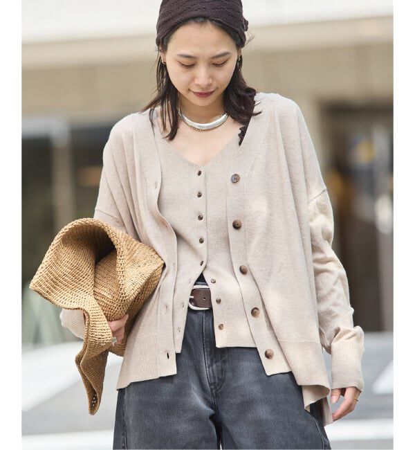 JOURNAL STANDARD「《予約》ウォッシャブルコットンシルクミックスVネックカーディガン」|カーディガン|