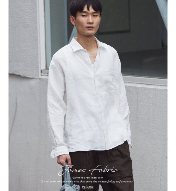 JOURNAL STANDARD relume「《予約》JAMES FABRIC / ジェームスファブリック ガーメントダイ リネンシャツ」|シャツ・ブラウス|ホワイト