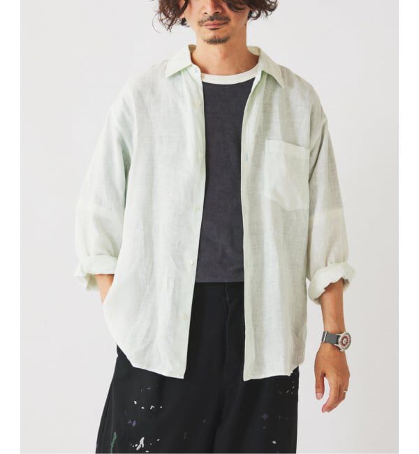 JOURNAL STANDARD relume「《予約》JAMES FABRIC / ジェームスファブリック ガーメントダイ リネンシャツ」|シャツ・ブラウス|ブルー C