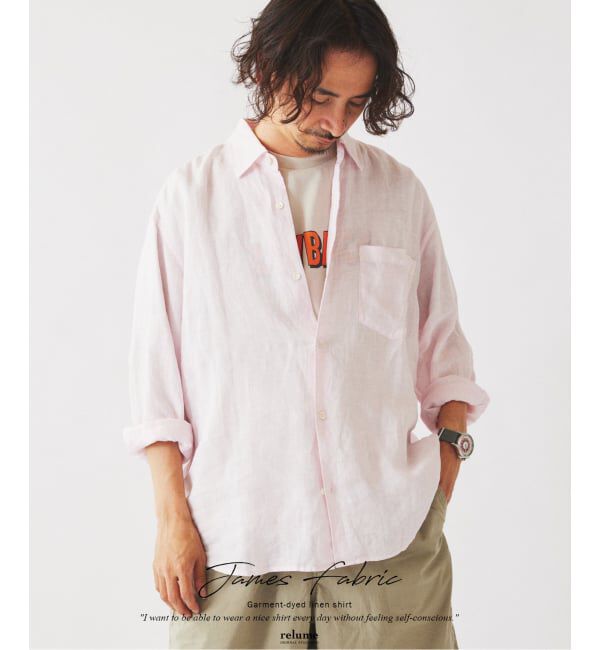 JOURNAL STANDARD relume「《予約》JAMES FABRIC / ジェームスファブリック ガーメントダイ リネンシャツ」|シャツ・ブラウス|ピンク B