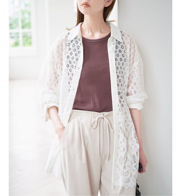 U by SPICK&SPAN「スカラレースオーバーシャツ」|シャツ・ブラウス|